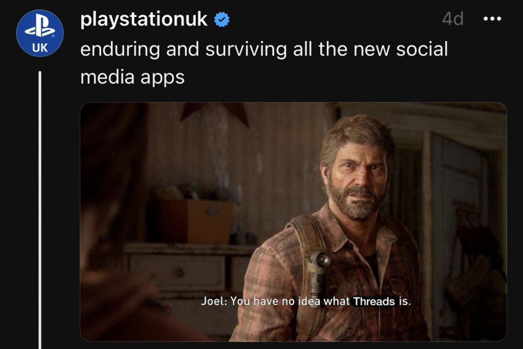 A screenshot of Playstation's post on Threads.